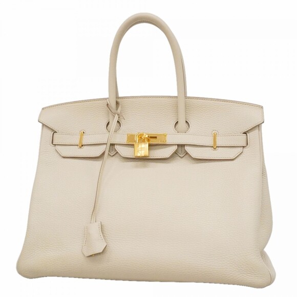 HERMES Handbags - Hermes Birkin 35 handbag, Taurillon Clemence leather, Craie, A stamp, ladies'.